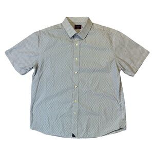 UNTUCKit men L Large white fish pattern regular fit short sleeve button up shirt